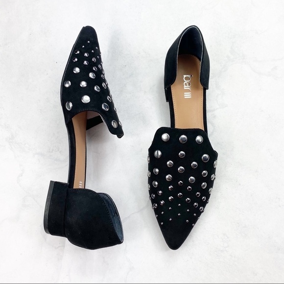 [Bar III] Classic Black Studded Flats - Picture 1 of 4